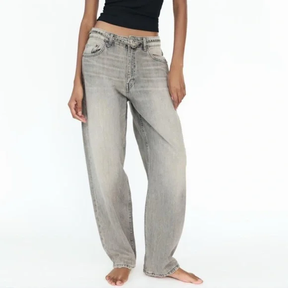 NWT Zara Mid Rise Full Length Tailored Balloon Jeans - Picture 1 of 8